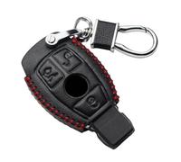 Happyit Genuine Leather Car Key Case Cover for Mercedes Benz W203 W210 W211 W204 E S CLS CLK CLA SLK C350 E550 (Black)