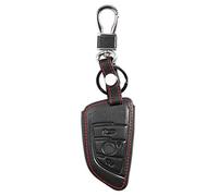 Happyit Genuine Leather Car Smart Key Cover Case Keychain for 2015 2016 2017 2018 218i 220i X1 F48 X3 X4 X5 X6 3 Buttons Remote Control Accessories (Black)