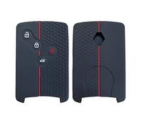Happyit Honeycomb Pattern Silicone Car Key Cover Cases for Renault Clio Scenic Megane Duster Sandero Captur Twingo koleos 4 Buttons (Black+Red)