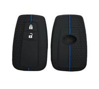 Happyit Honeycomb Pattern Silicone Car Key Cover Cases for Toyota CHR C-HR Camry Prius Prado Remote Shell Holder Accessories (2 Buttons Blue Line)