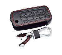 Happyit Leather Car Key Cover Cases Keychain for Jeep Renegade 4 Buttons Fold Key Fob Accessories