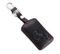 Happyit Leather Car Smart Key Cover Case for Renault Clio Scenic Megane Duster Sandero Captur Twingo koleos 4 buttons Remote Control (Black + red)