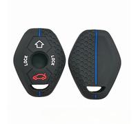 Happyit Silicone Car Key Case Cover Compatible with bmw 3 5 7 Series X5 E53 X3 F83 E46 E39 E38 E60 E63 E61 E64 330i Z3 Z4 E85 E86 M5 325i (Black+blue line)