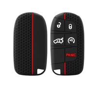 Happyit Silicone Car Key Case Cover Compatible with Jeep Renegade Compass Grand Cherokee for Chrysler 300C Wrangler Dodge 5 Buttons