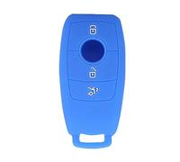 Happyit Silicone Car Key Cover Cases for Mercedes Benz A C E S G Class GLC CLE CLA GLB GLS W177 W205 W213 W222 X167 AMG 3 Buttons (Blue)