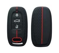 Happyit Silicone Car Key Shell Case Cover Compatible with Audi Q5 A4 A4L A5 A6 A7 A8 RS4 RS5 S4 S5 Quattro Q3 Q7 3 Buttons