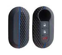 通用 Happyit Silicone Remote Fob Car Key Cover Cases for Fiat 500 Ducato Panda 500L Punto Lancia Musa (Black + Blue)