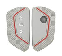 Happyit Silicone Remote Key Shell Case Cover for VW Volkseagen Golf 8 MK8 ID.3 ID.4 Cupra Skoda Octavia A8 SEAT Leon MK4 2020 2021 Formentor Tarraco (Grey+red line)