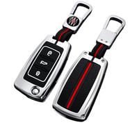 Happyit Zinc Alloy Car Key Case Cover fit for Volkswagen VW Bora Beetle Polo Passat B5 B6 MK5 6 Jetta Golf 6 3 Buttons 360° Water Proof Protect with Fluorescence (Silver)