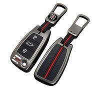 Happyit Zinc Alloy Car Key Cover Cases for Audi Sline A3 A4 A5 A6 C5 C6 B6 B7 B8 Q3 3 Buttons FOB Keys Keychain Accessories 360° Water Proof Protect with Fluorescence (Matt color)
