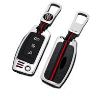 Happyit Zinc Alloy Car Key Cover Cases for Ford Fiesta Focus Mondeo Kuga Escape Falcon Galaxy Fusion Mustang Explorer Edge Escort Mk3 Mk4 Ranger 3 Buttons (A, Silver)