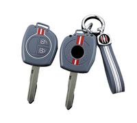 Happyit Zinc Alloy Car Key Cover Cases Grey for Suzuki SX4 Swift Liana Vitara Jimny Alto Ignis Esteem 2 Buttons (Rope)