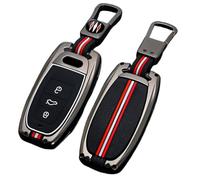 Happyit Zinc Alloy Car Key Cover Key Fob Cases Compatible with Audi A6 A7 A8 E-tron Q5 Q8 C8 D5 3 Buttons (Matte+Square Buckle)