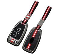 Happyit Zinc Alloy Car Key Cover Key Fob Cases Compatible with Hyundai Elantra Solaris Tucson I30 I35 I40 KONA Genesis Santa Fe Azera 3/4 Buttons (Matte+Rope+4B)
