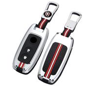 Happyit Zinc Alloy Car Key Cover Key Fob Cases Compatible with Suzuki Swift Kizashi SX4 S-Cross Maruti Ciaz Baleno 2 Buttons (Silver+Square Buckle+2B)