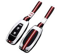 Happyit Zinc Alloy Car Key Cover Key Fob Cases Compatible with Suzuki Vitara Swift Ignis Kizashi SX4 Baleno Ertiga 2016-2024 2/3 Buttons (Silver+Rope+3B)