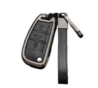 Happyit Zinc Alloy Leather Car Key Cover Cases for Audi A1 A3 A4 A5 Q7 A6 C5 C6 3 Buttons (Black+Grey)