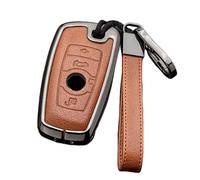 Happyit Zinc Alloy Leather Car Key Cover Cases for bmw 1 2 3 4 5 6 7 Series X3 X4 M2 M3 M4 M5 M6 GT3 GT5 4 Buttons (Brown+Grey)