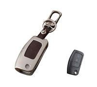 Happyit Zinc Alloy + Leather Car Smart / Folding Key Cover Case for Ford Focus Mondeo Edge Fiesta Kuga MK4 Fiesta Fusion Escort Ecosport (C Brown)