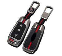 Happyit Zinc Alloy + Silicone Car Key Cover Cases for Ford Fiesta Focus Mondeo Kuga Escape Falcon Galaxy Fusion Mustang Explorer Edge Escort Mk3 Mk4 Ranger 3 Buttons (E, Matt Color)