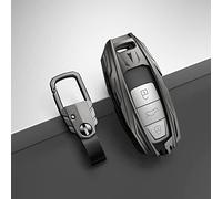 Happyit Zinc Alloy + TPU + Leather Armor Appearance Car Key Cases Cover for audi A1 A3 A4 A5 A6 A7 A8 Q2L Q3 Q5 Q7 S3 S4 TTS 2021 A4L Q5L 3 Buttons (Matt Color B)
