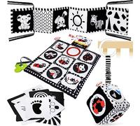 HappyKidsClub Black and White Sensory Toys, Baby 0-6 Months Montessori for Babies 6-12 Soft Book 6 Plus Tummy Time Gifts Newborn Toys