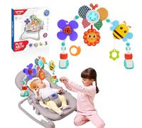 HappyKidsClub Pram Toys for Babies 0-12 Months, Newborn Baby Play Arch Crib Toy - Foldable Hanging Arch Mobile Toys - Suit for Stroller Car Seat Pushchair - Newborn Toddler Gifts (Garden)