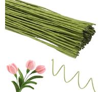 happylain 60 Pack Floral Stems Wire for Paper Flower 2 Gauge Flower Stems for Crochet Projects 15 Inch Artificial Green Crafts Wire Wreath Making Supplies for Flores Eterna Flower DIY