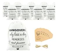 happylain Hangover Kit Bags 10 PCS 5"x 7" with 10 PCS Tags - Bachelorette Party Favor Bags with Drawstring Muslin Wedding Recovery Survival Kit Bags