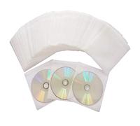 HAPPYLIVE SHOPPING 100 Pack Premium CD DVD Sleeves,Thick Non-Woven Material Double-Sided Refill Plastic Sleeve for CD and DVD Storage Binders Disc Case (White)