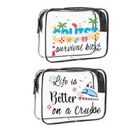 HAPPYLIVE SHOPPING 2 Pcs Makeup Bags Gifts for Women Summer Beach Cruise Swim Nurse Teacher Dance Gift Survival Kit Clear Cosmetic Bags PVC Waterproof Travel Toiletry Purses Organizer, Multicolor