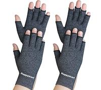 Happymart 2 Pairs Arthritis Gloves, Hand Compression Gloves for Rheumatoid, Pain Relief, Carpal Tunnel, Swelling, Joint Support, Driving Fingerless Gloves for Women Men (Black, Large)