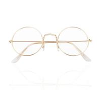 Happymas Round Nickel Santa Claus Glasses, Classic Gold Costume Glasses for Christmas, Santa Claus Costume