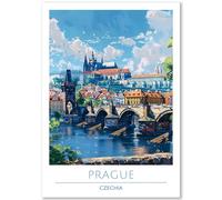 Happymotive Cities Poster A2 & A3 & A4 | Wall Pictures as Modern Wall Decoration for Living Room, Bedroom & Office | High-Quality Print on 300 g Paper | City Design Prague