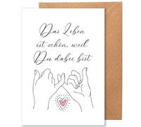 Happymotive Friendship & Sayings Cards - Postcards with Sayings for Best Friend, Heart Man & Colleagues - Gift Friendship, Office Decoration, Birthday - with Envelope DIN A5 Life Beautiful