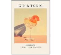 Happymotive Premium Cocktail Poster Available in DIN A3 or DIN A4 - Premium Print on 300 g Paper - Wall Decoration for Bar, Kitchen and Home Bar, Office without Frame Gin Tonic A4