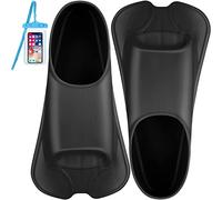 Happyouth Silicone Swim Fins - Short Fins for Lap Swimming, Build Leg Strength & Ankle Flexibility - Black, Unisex for Kids, Children, Teens, Adults