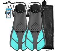 Happyouth Swim Fins Snorkel Fins Snorkeling Gear Flippers for Swimming Short Diving Fins Travel Size with Mesh Bag Extra Fin Straps Open Heel Adjustable (Green, S/M(Adult US Size 4.5-8.5))