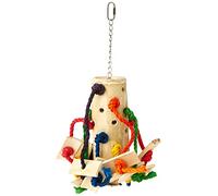 HappyPet Bird Toy The Bird House - Bamboo Puzzle with Rope, Durable Chewable Natural Hanging