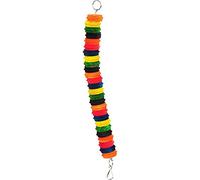 The Bird House Colourful Wooden Discs Bird Toy Durable Fun Interactive Playing Chewing Hanging Non Toxic Easy to Use for Caged Parrots Large Birds