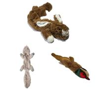 HAPPYPET Dog Toy Bundle - Plush Rabbit 60 cm, Unstuffed Chipmunk & Empty Nester Pheasant - Soft, Durable Toys for Small & Medium Breed Dogs