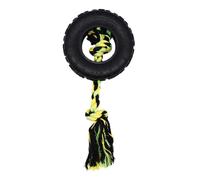 HAPPYPET Grrrelli Tyre and Rope Dog Chew Toy Strong Fun Interactive Chewing Playing Catch Fetch Lightweight Tugging Pulling for All Breeds - Large