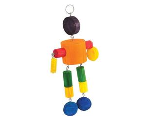 HAPPYPET MULTIWOOD 4 COLOURED WOODEN HANGING PARROT BIRD PLAY TOY 33CM