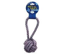HAPPYPET Nuts for Knots Rope Ball Tugger Dog Toy, Medium | Cotton rope ball tugger dog toy - for tug and fetch, helps clean teeth and massage gums