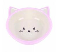 HAPPYPET PINK CERAMIC CAT KITTEN BOWL FOOD WATER 5" 13175 CERAMIC POT DISH