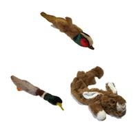 HAPPYPET Plush Dog Toy Bundle - Empty Nester Pheasant (Small Breeds) + Empty Nester Mallard + Unstuffed Plush Rabbit (60 cm) | Soft, Crinkle & Squeaky Fun