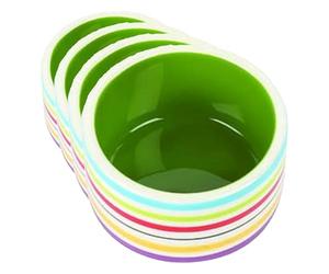 HAPPYPET Rainbow Bowl Ceramic Bright Coloured Safe Hygienic Easy Clean Indoor Food Water Feeding Dish for Hamsters (Pack of 4)