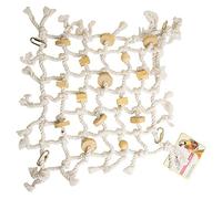 HAPPYPET The Bird House Small Cargo Net for Birds Natural Rope Boredom | Natural rope & wood bird cargo net - encourages climbing and chewing, includes metal clasps for easy fitting