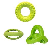 HAPPYPET Ultimate Durability Bundle: Interactive Grrrelli Tyre, Grubber Rugby & Tough Frame Ball Dog Toys for Fetch, Tug & Chew