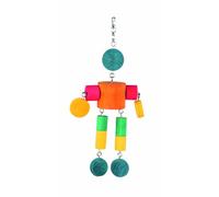 HAPPYPET Wooden Dangle Man Bird Toy Durable Chewable Natural Safe Interactive Colourful Hanging Cage Accessories for Parrots Cockatiels Parakeets